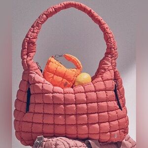 NWT Free People Movement Quilted Carryall Bag in Hot Coral 🪸 New $78 retail Tote